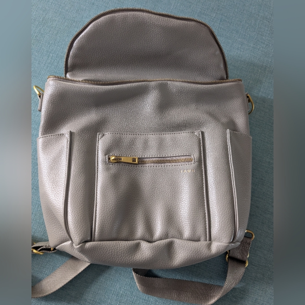 Fawn Designs Gray Leather Backpack